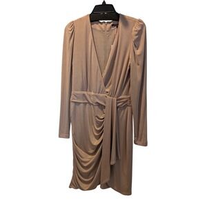 ALEX MARIE Metallic Ruched Dress Champagne Gold Size 8 New Year‎ Holidayoliday